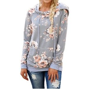 Grey floral hoodie